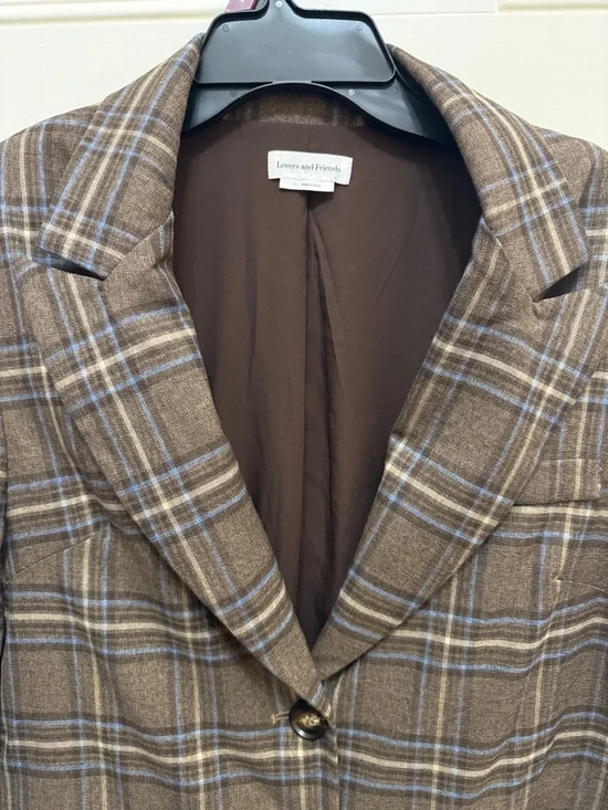 Lovers + Friends Plaid Brown Oversized Blazer Jacket - Women's size small - Picture 9 of 16